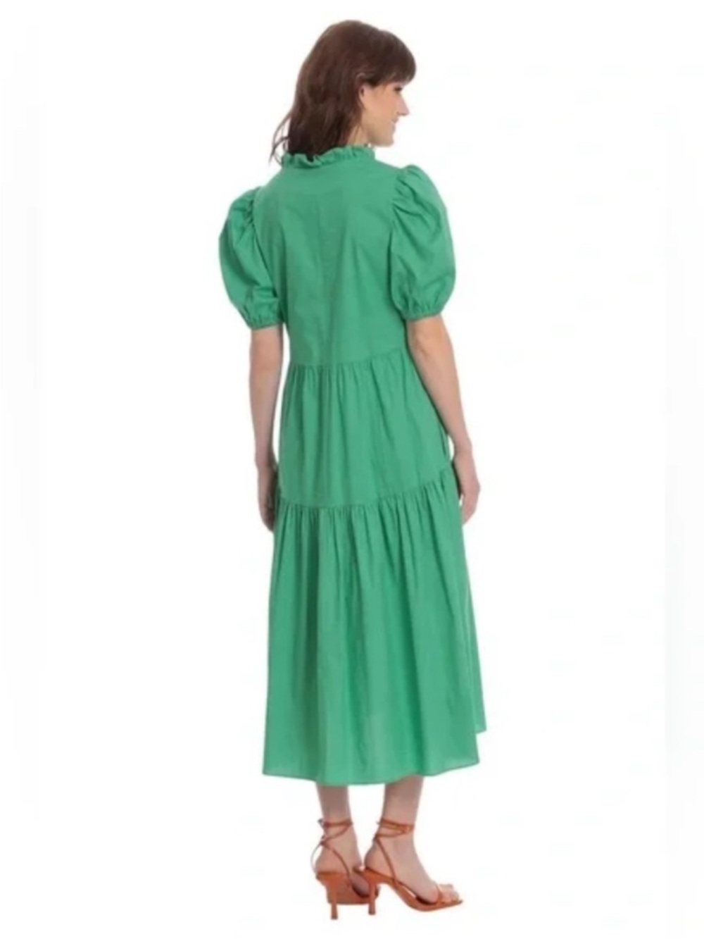 Donna Morgan Green Ruffle V-Neck Maxi Dress - Picture 2 of 6